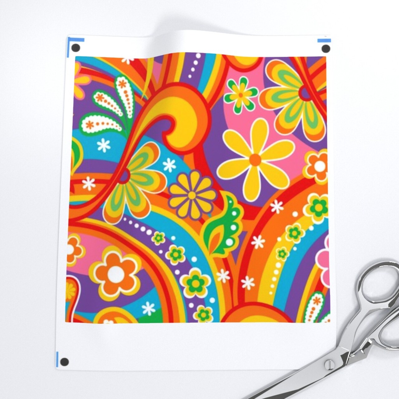 1960S Psychedelic Flower Power Flowers Colorful Rainbows Red Pink Orange Purple Costume Custom Printed Fabric by Spoonflower Various Fabrics by the Yard or Fat Quarter